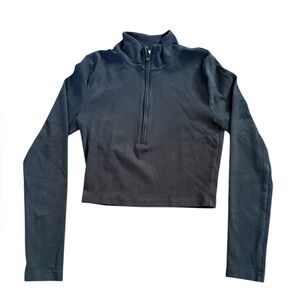 Sunday Best Black Cropped Quarter zip Top Size Small